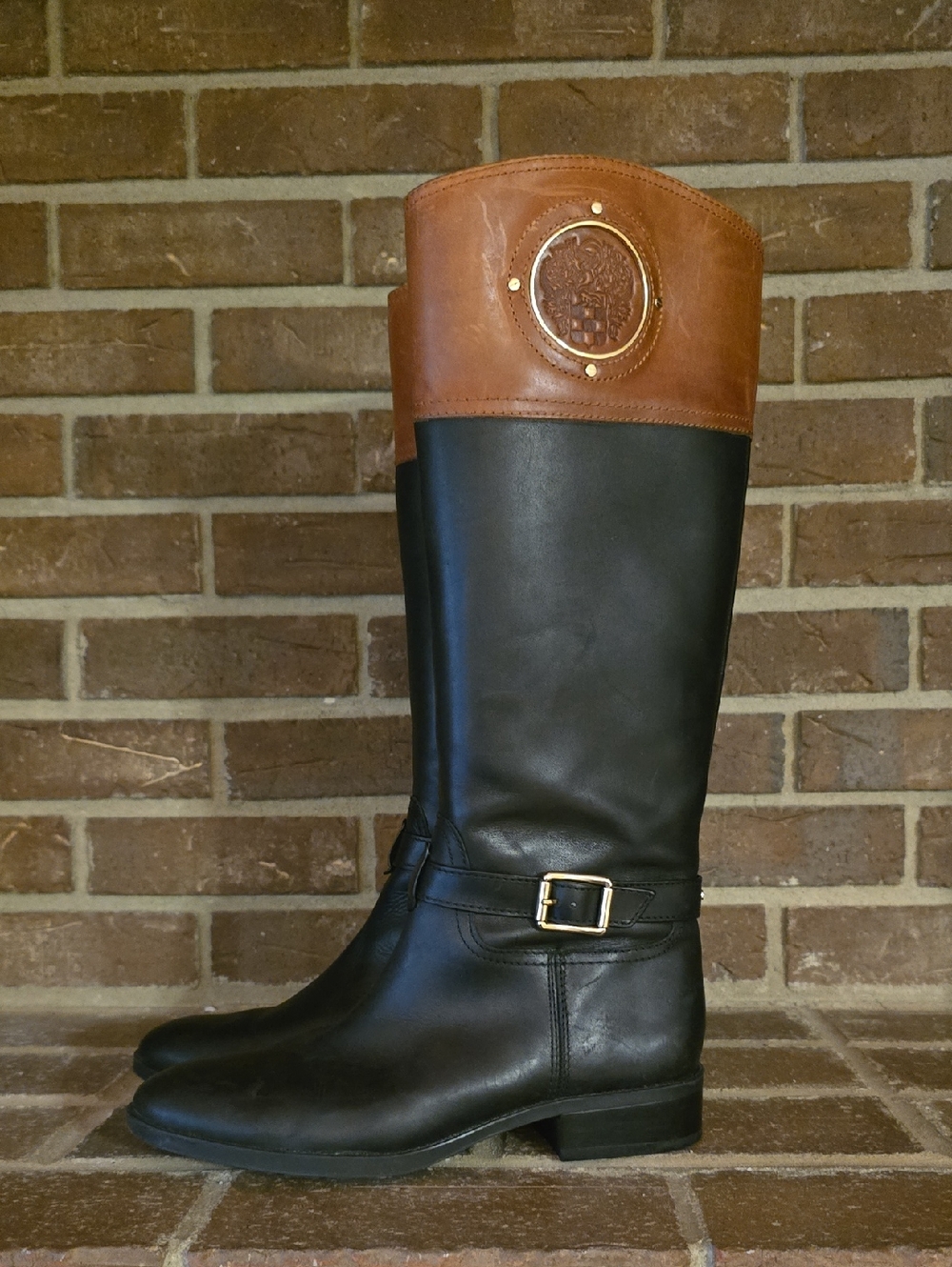 Vince Camuto Phillie Boots Black Brown Womens Size 10
